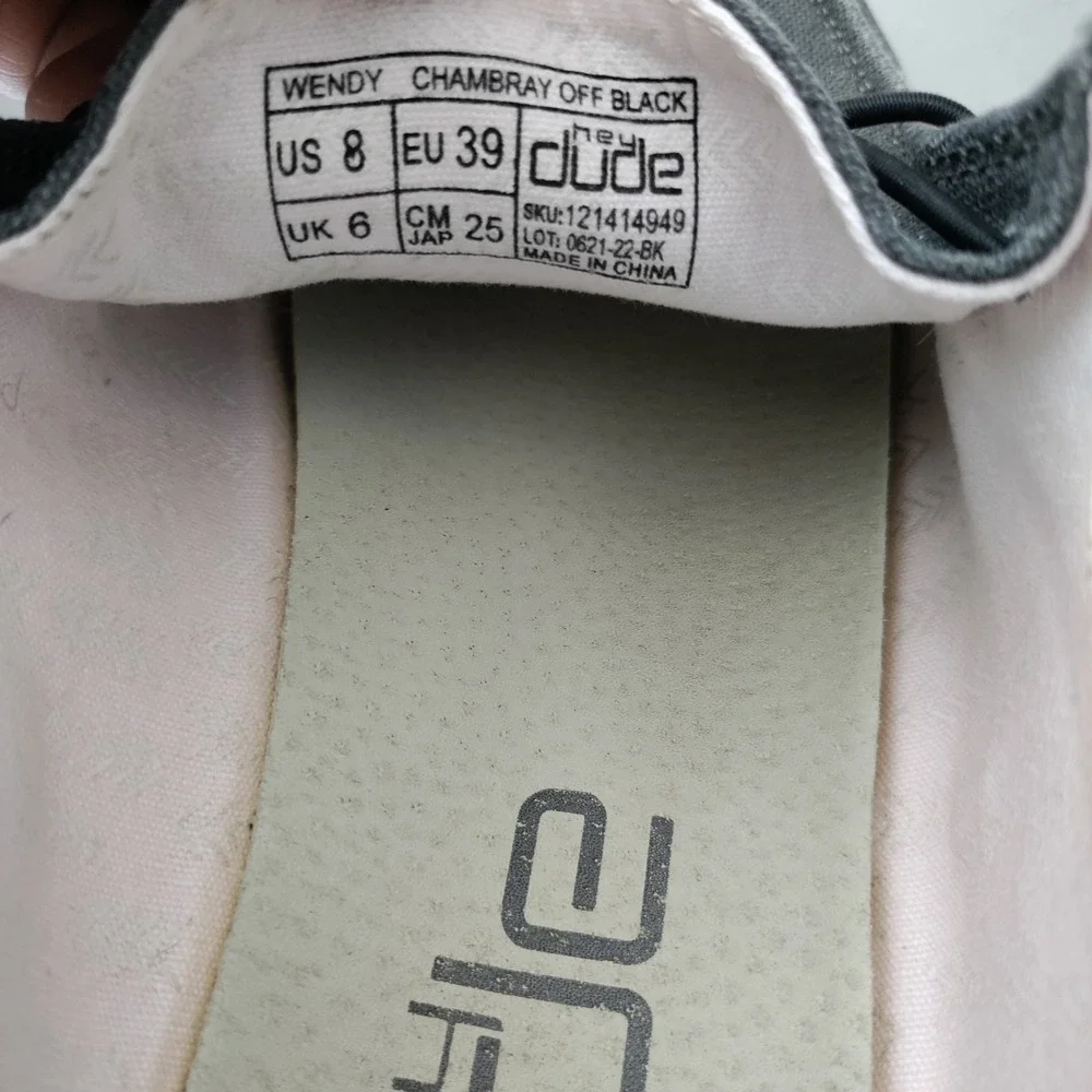 Hey Dude Wendy Chambray Off Black Loafers Shoes Womens Size 8 121414949